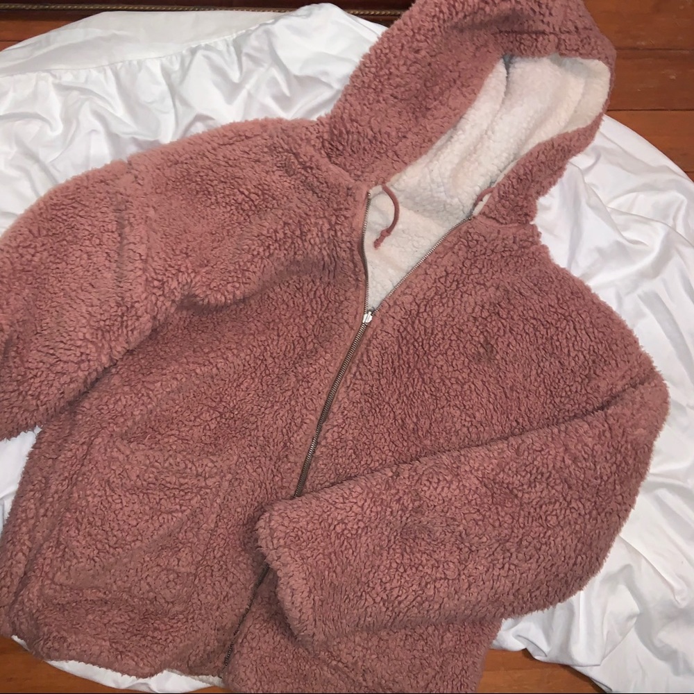 Pink sherpa reversible jacket